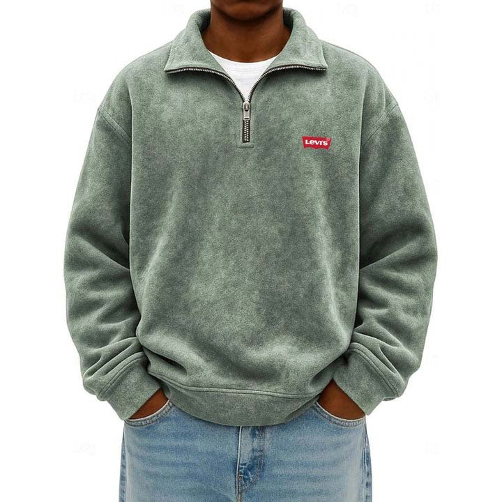 Men’s Zip Polo Pullover Sweatshirt - Clearance Sale - Image 5