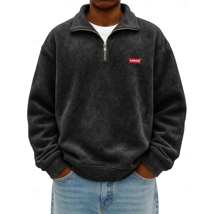 Men’s Zip Polo Pullover Sweatshirt - Clearance Sale - Image 6