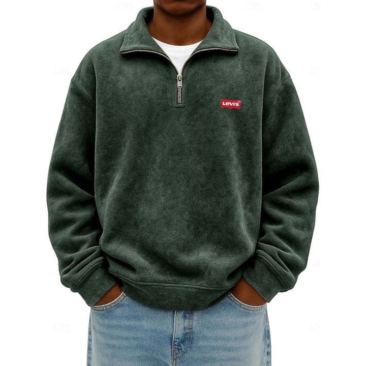 Men’s Zip Polo Pullover Sweatshirt - Clearance Sale - Image 7