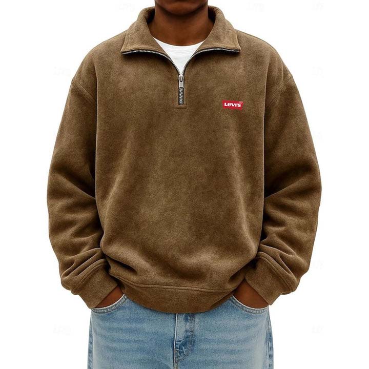 Men’s Zip Polo Pullover Sweatshirt - Clearance Sale - Image 8