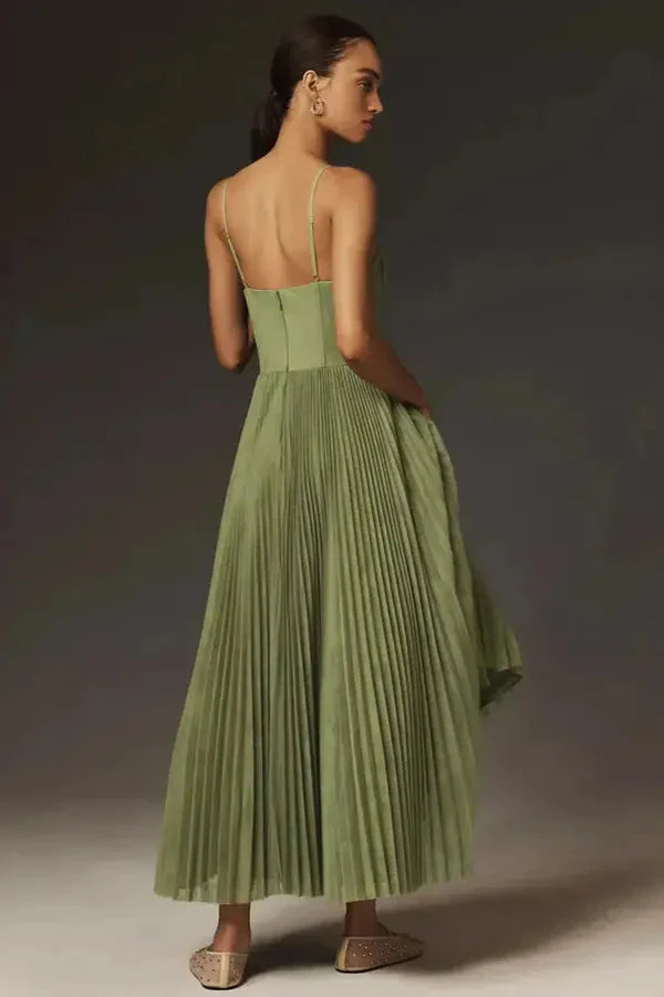 Midi Dress For Women In Green