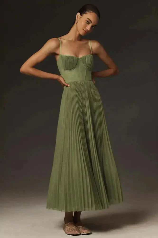Midi Dress For Women In Green - Image 2