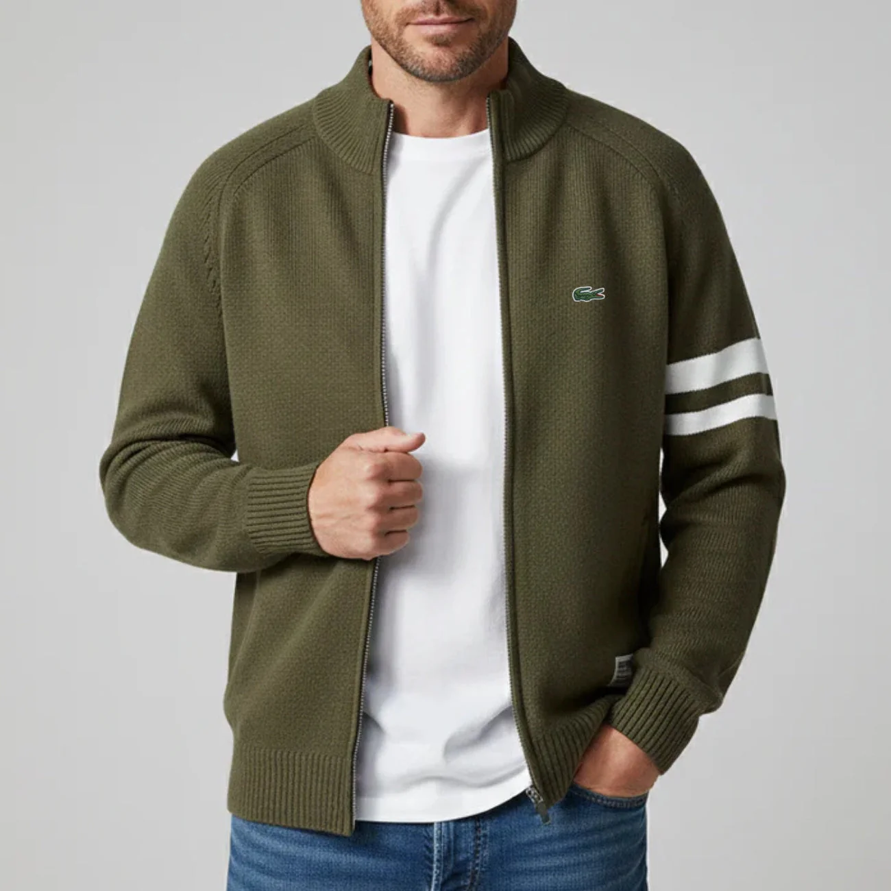 Modern Knit Cardigan with Zipper - CLEARANCE PRICE - Image 4