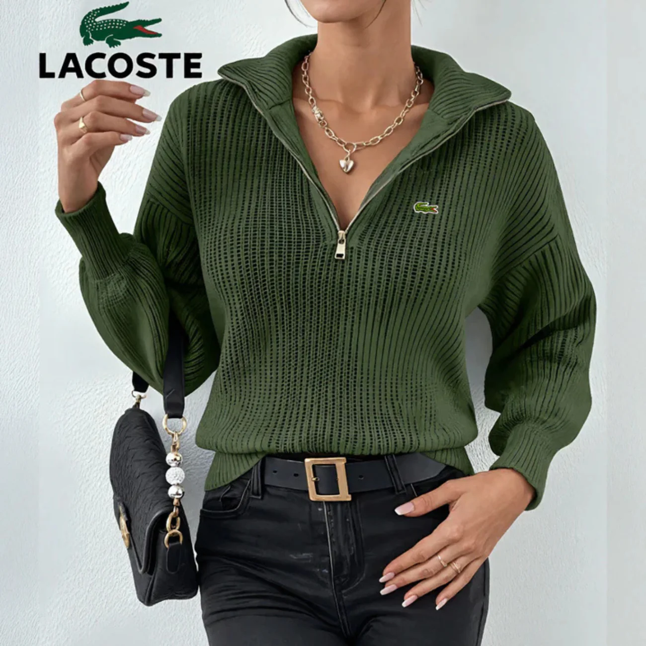 Modern Zip-Neck Knit Top || Clearance Sale - Image 3
