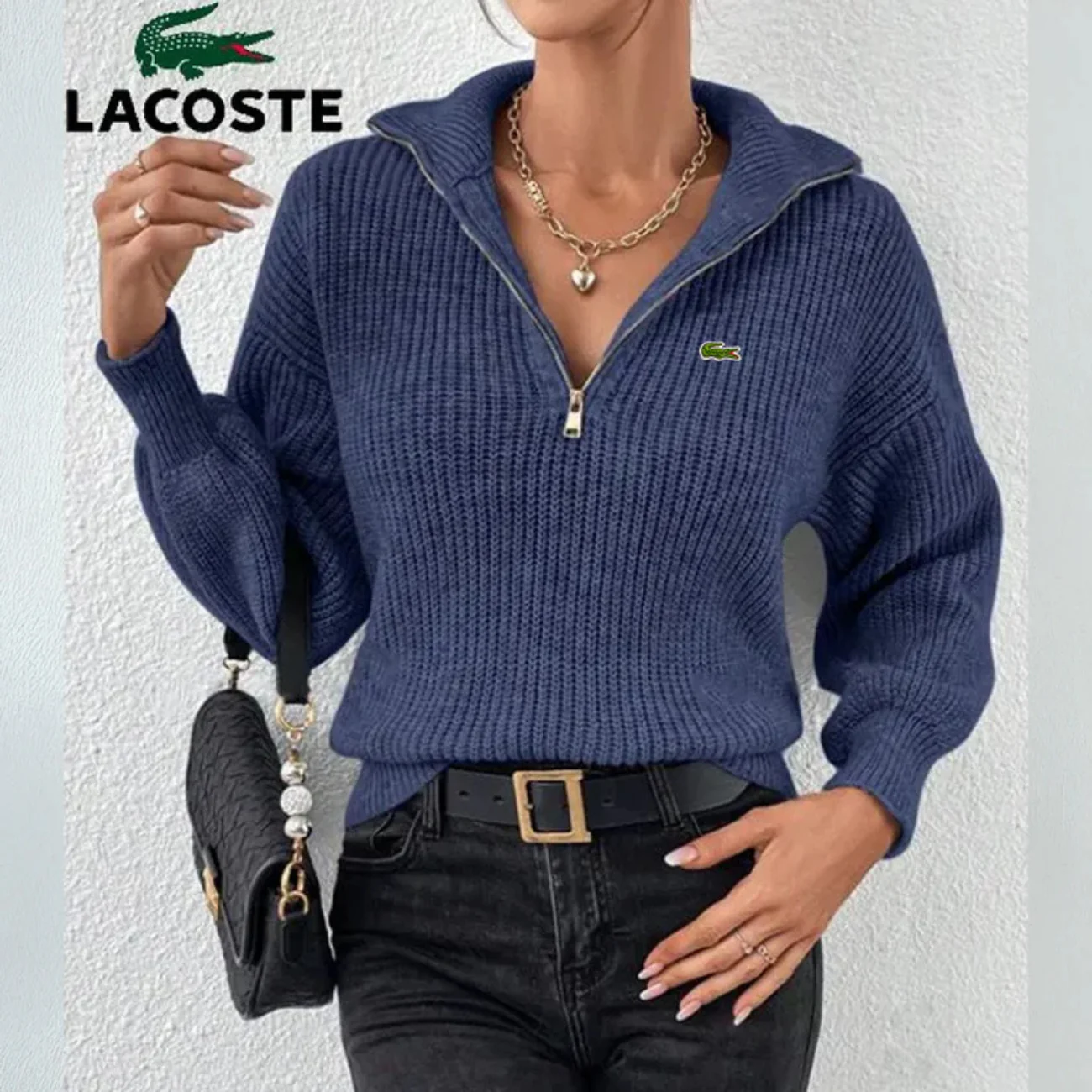 Modern Zip-Neck Knit Top || Clearance Sale - Image 4