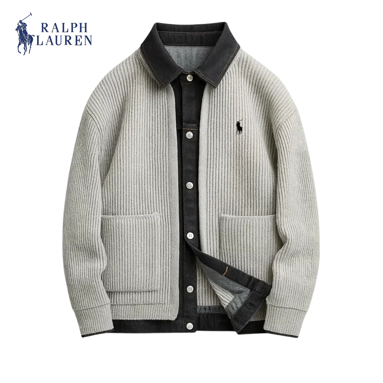 Ribbed Knit Denim Jacket || Clearance Sale - Image 2