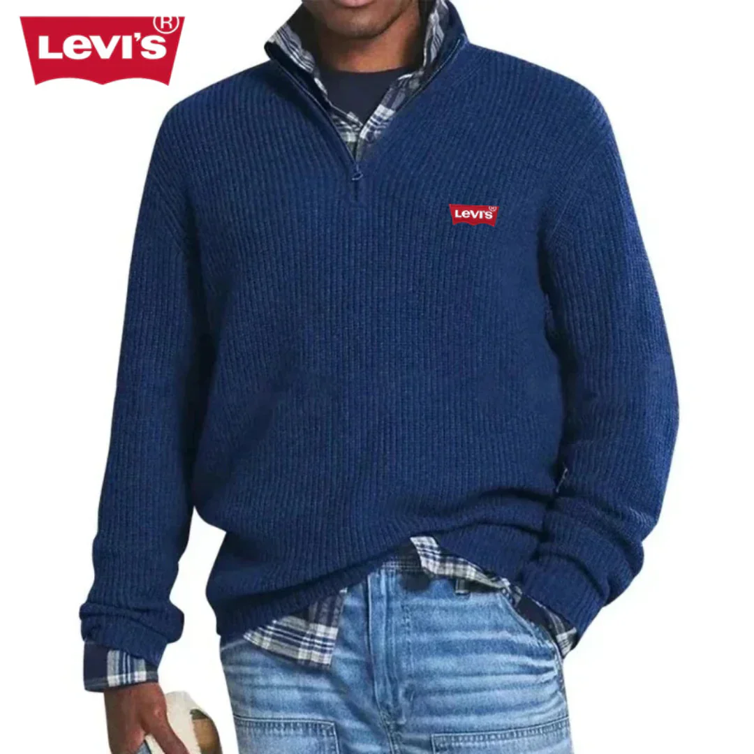 Ribbed Quarter-Zip Knit Sweater - Clearance Sale
