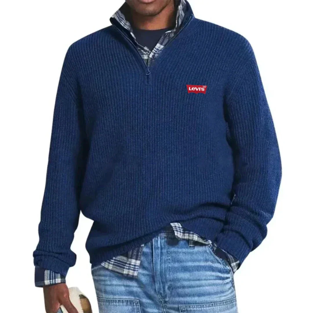 Ribbed Quarter-Zip Knit Sweater - Clearance Sale