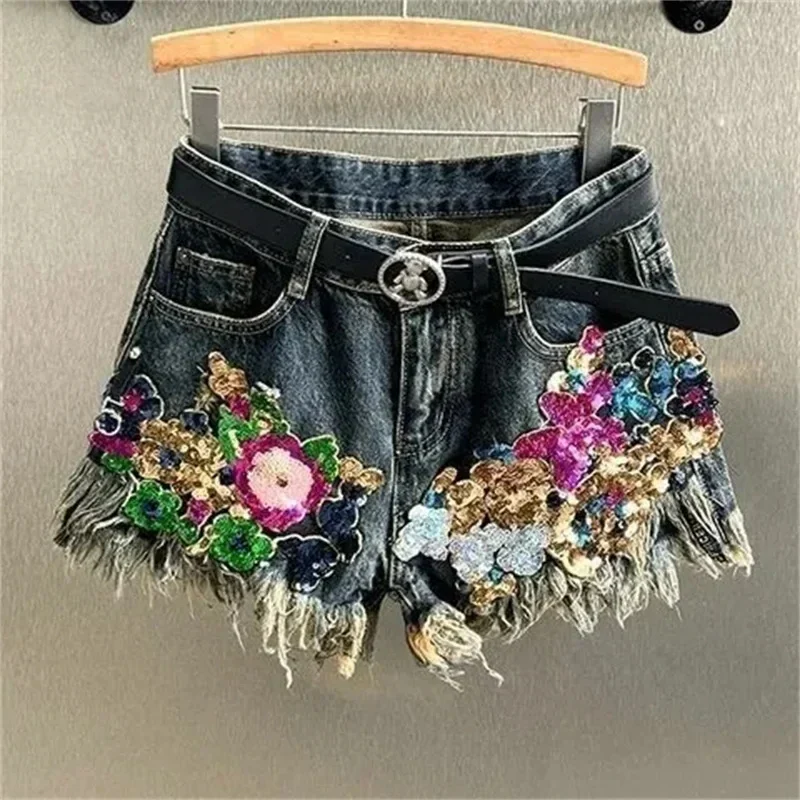 Roselane Bloom‑Edge Denim Shorts