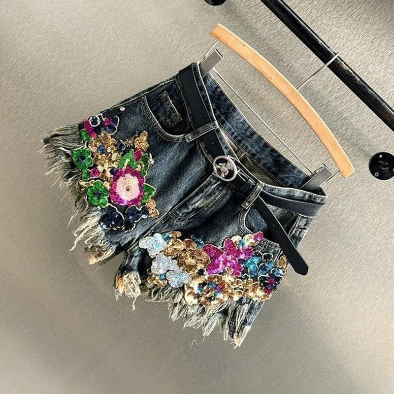 Roselane Bloom‑Edge Denim Shorts - Image 3