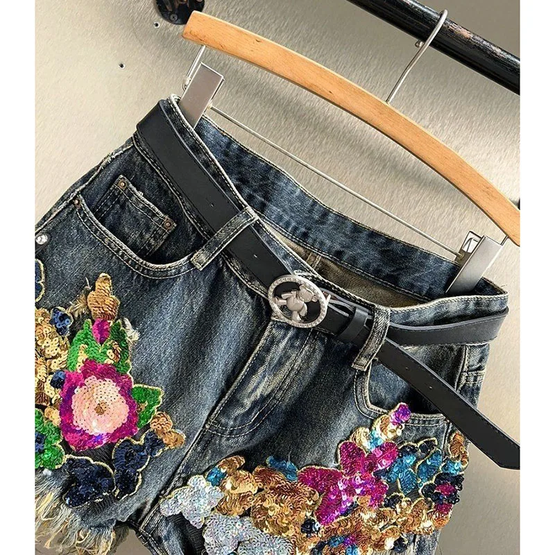 Roselane Bloom‑Edge Denim Shorts - Image 4