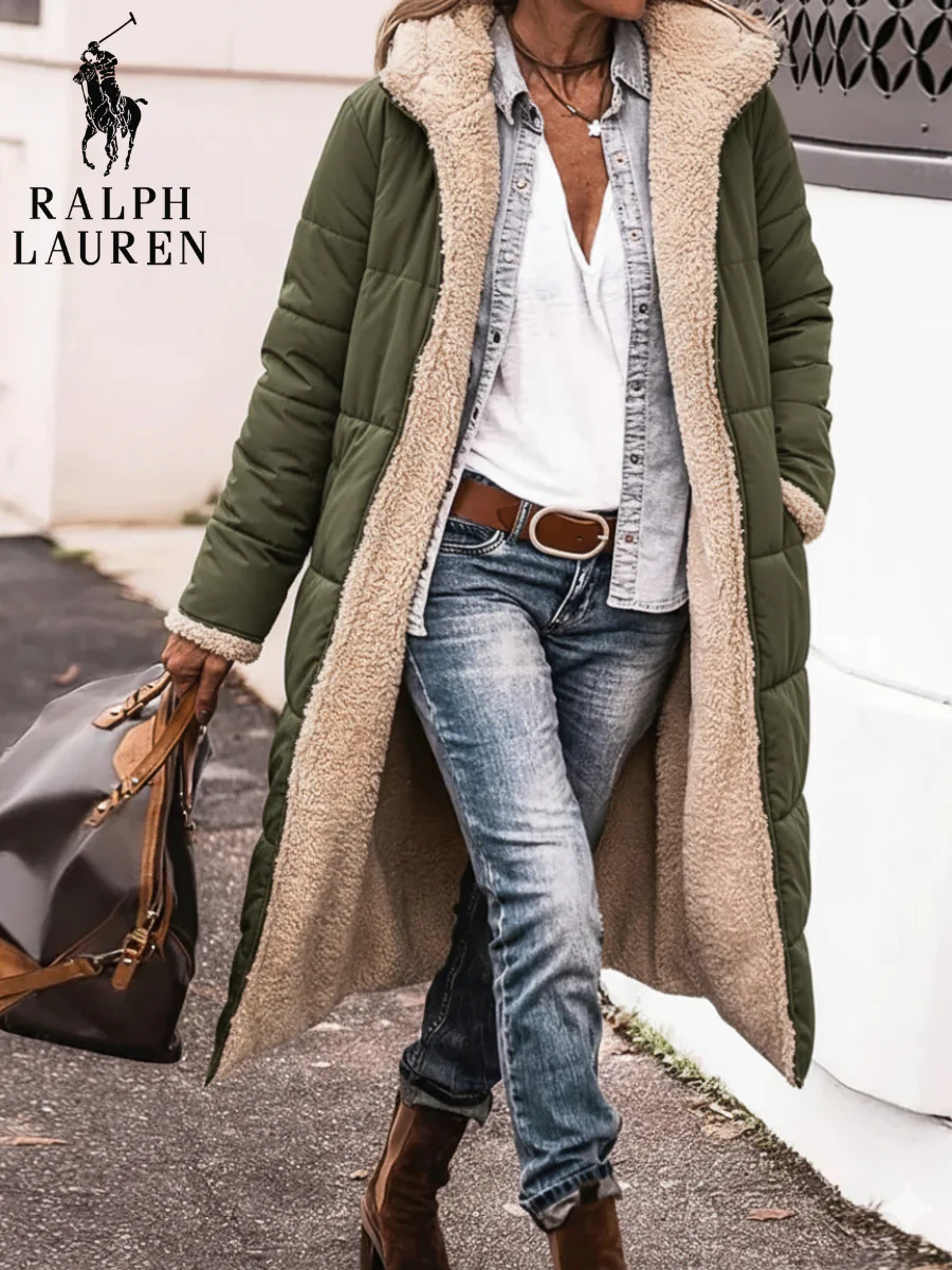 Sherpa-Lined Long Puffer Coat
