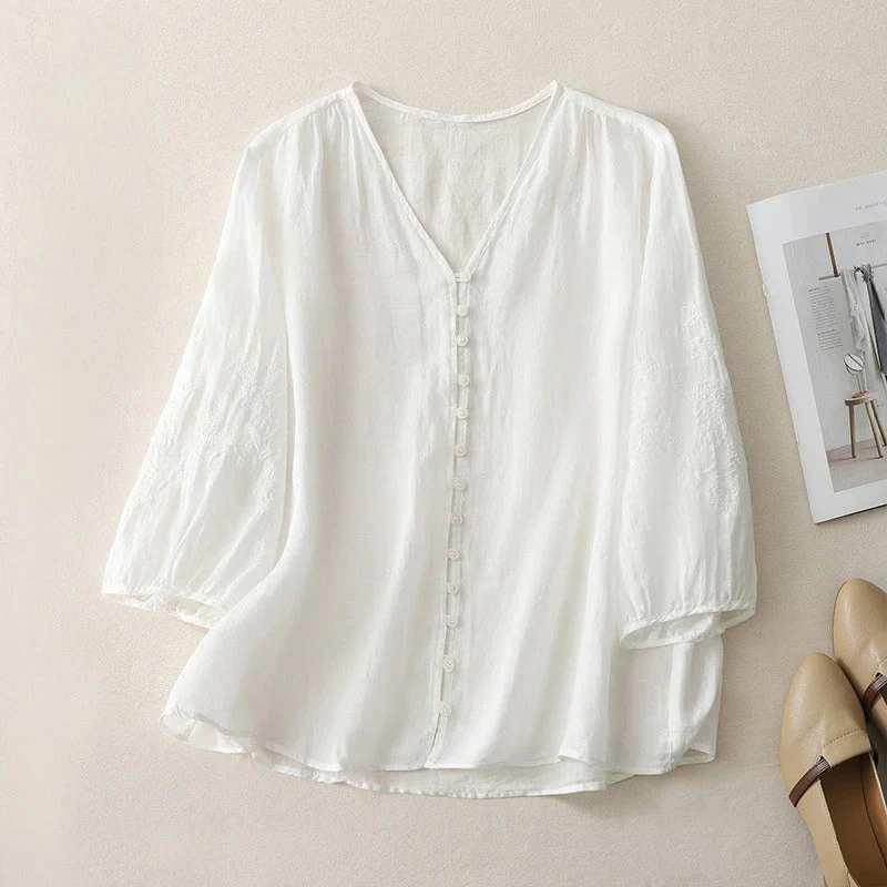 SOLANA LINEN BLOUSE - Image 2