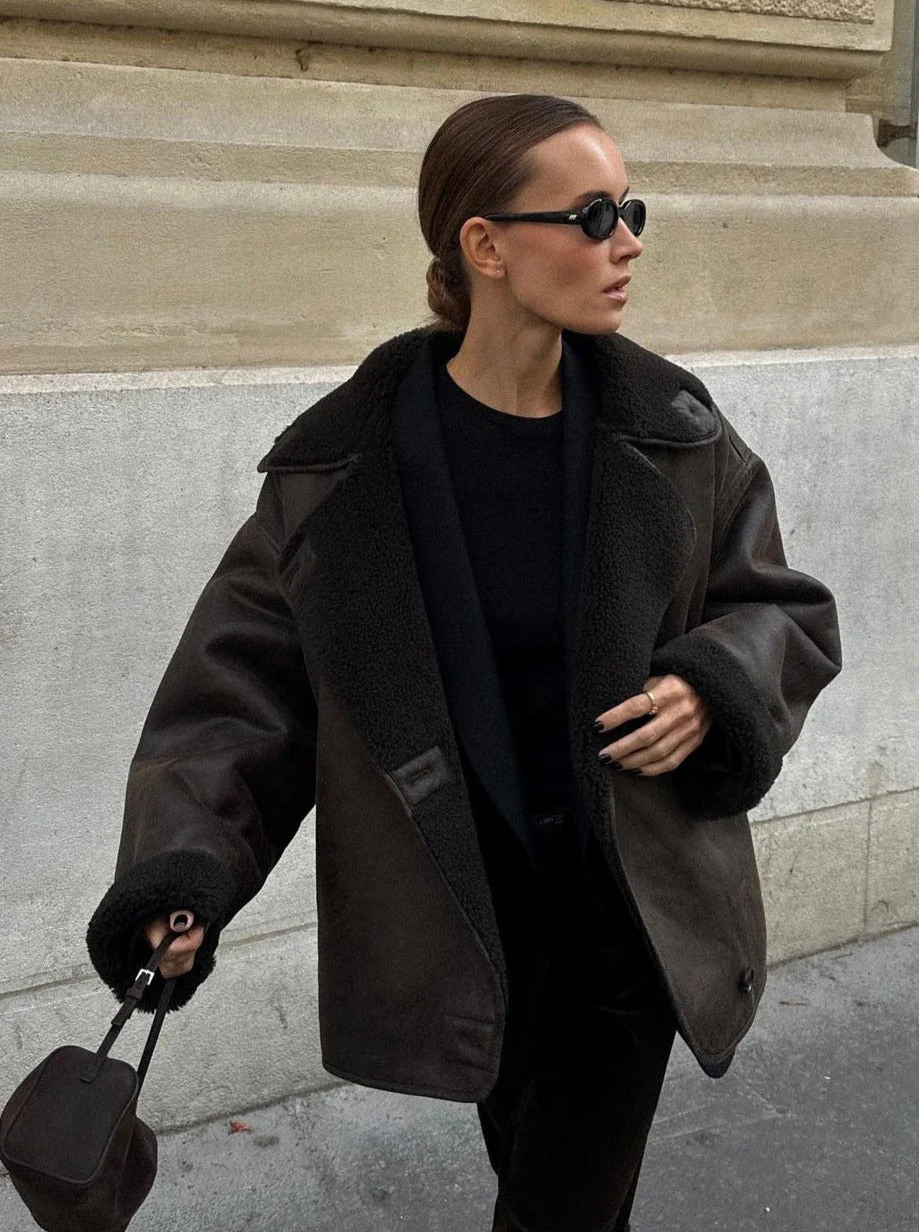 Sophie – Women’s Short Shearling Wool Jacket