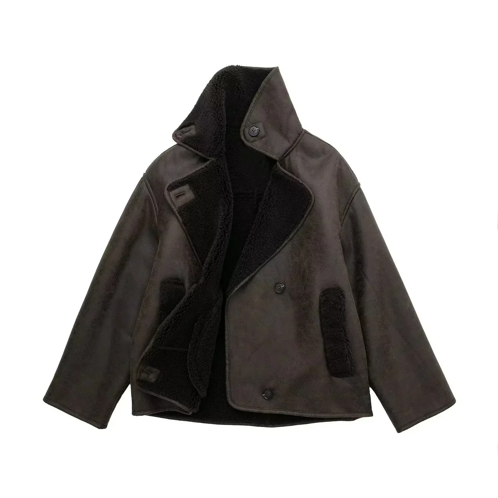 Sophie – Women’s Short Shearling Wool Jacket - Image 5