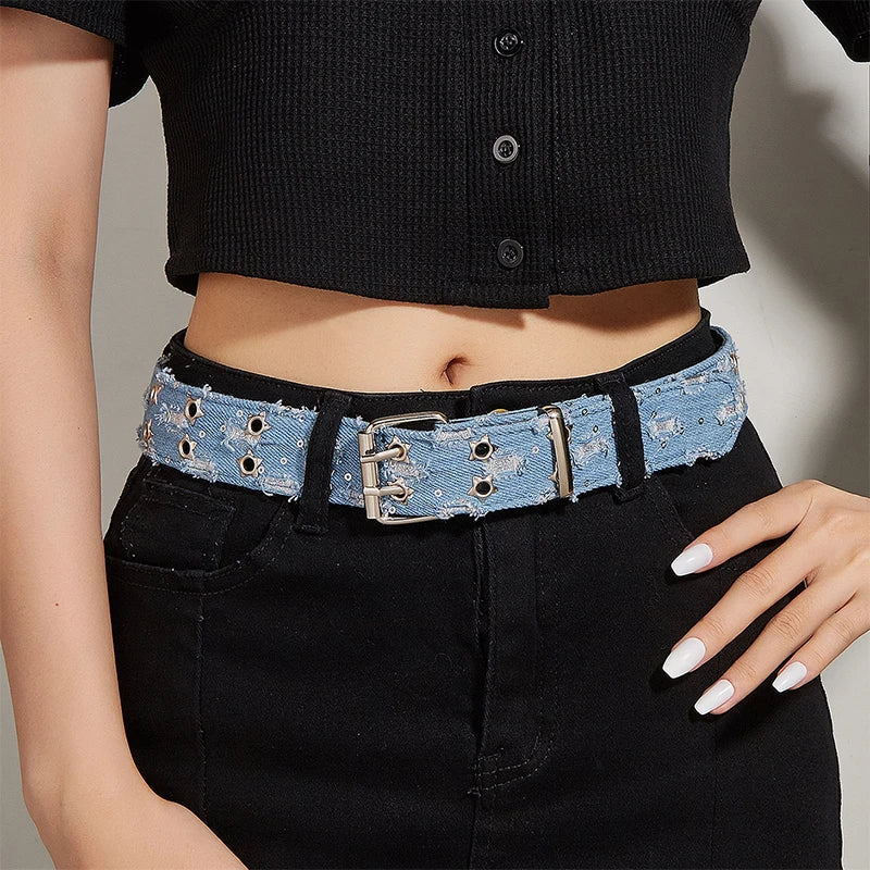 Starry Distressed Denim Belt - Image 3