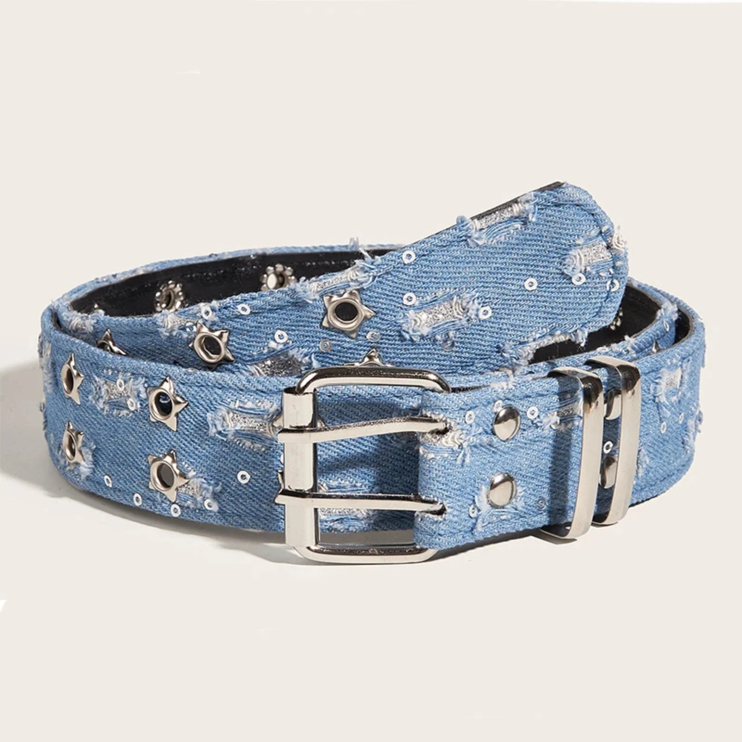 Starry Distressed Denim Belt - Image 6
