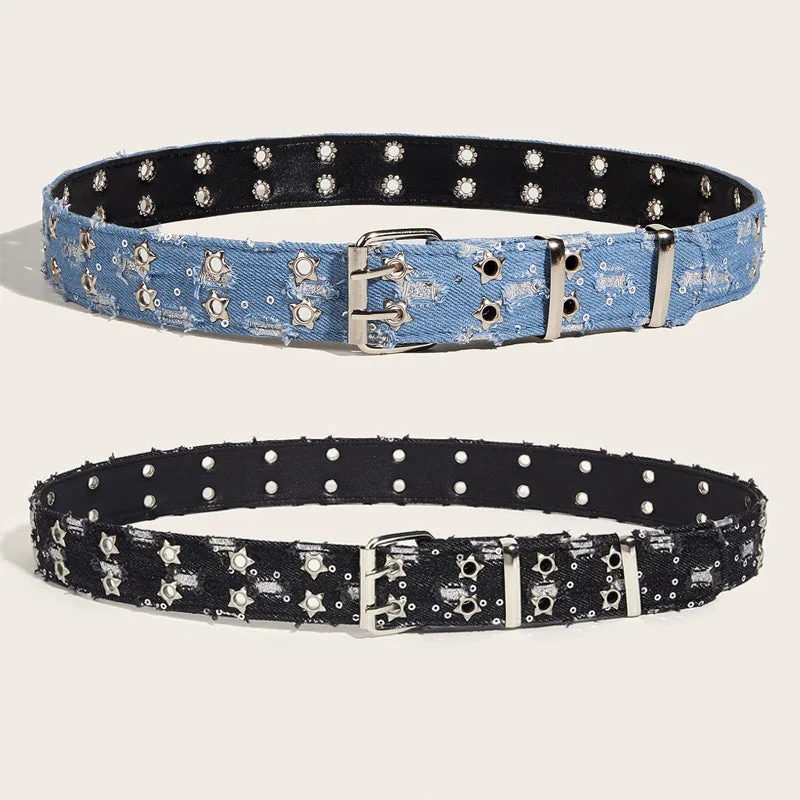 Starry Distressed Denim Belt - Image 8