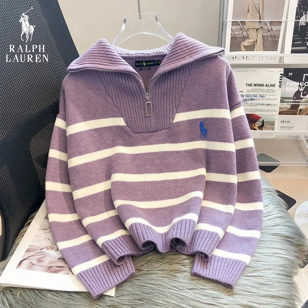 Striped Sweater with Zipped Collar || FINAL CLEARANCE - Image 4