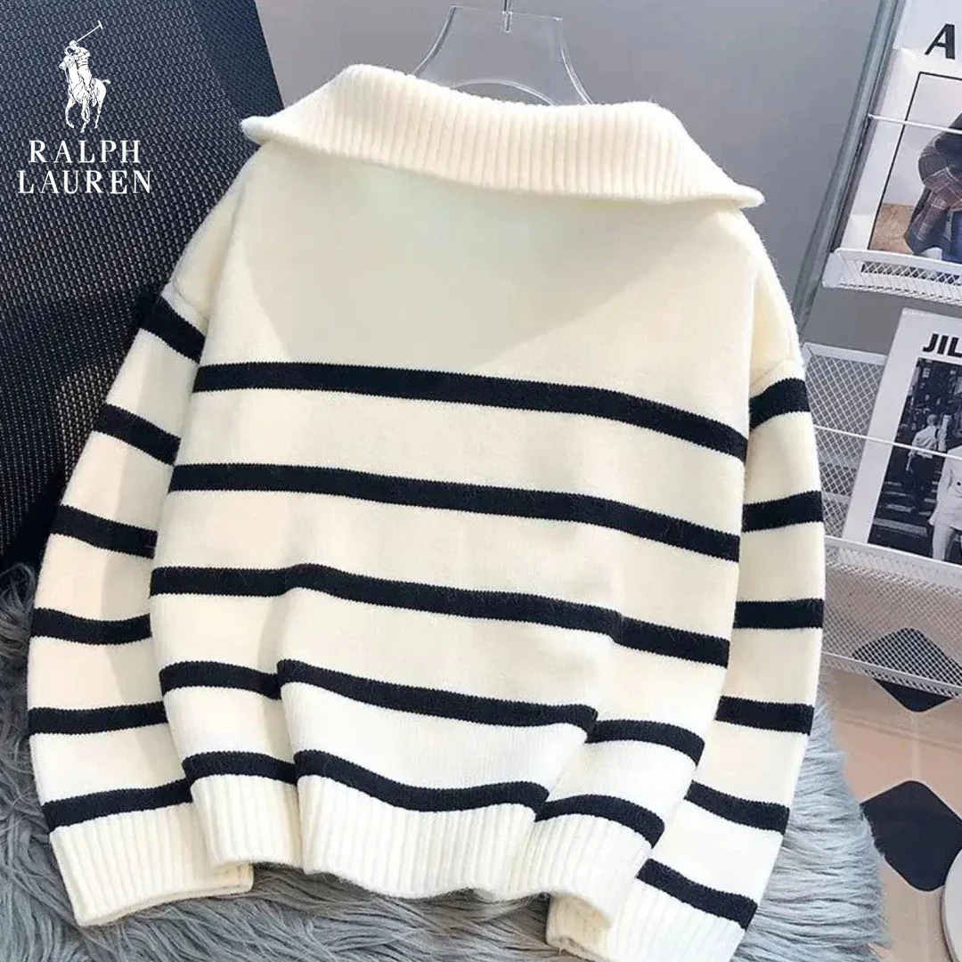 Striped Sweater with Zipped Collar || FINAL CLEARANCE - Image 5