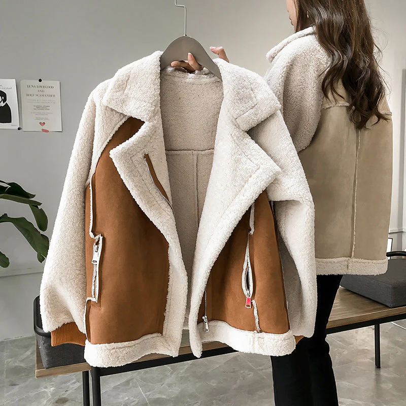 Suede Winter Coat with Lined Interior for Women - Image 2