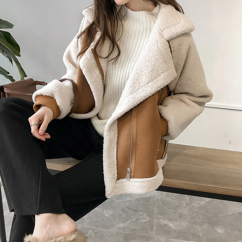 Suede Winter Coat with Lined Interior for Women - Image 3