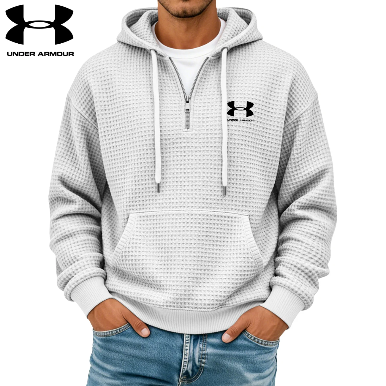 Textured Half-Zip Hoodie || CLEARANCE SALE - Image 2