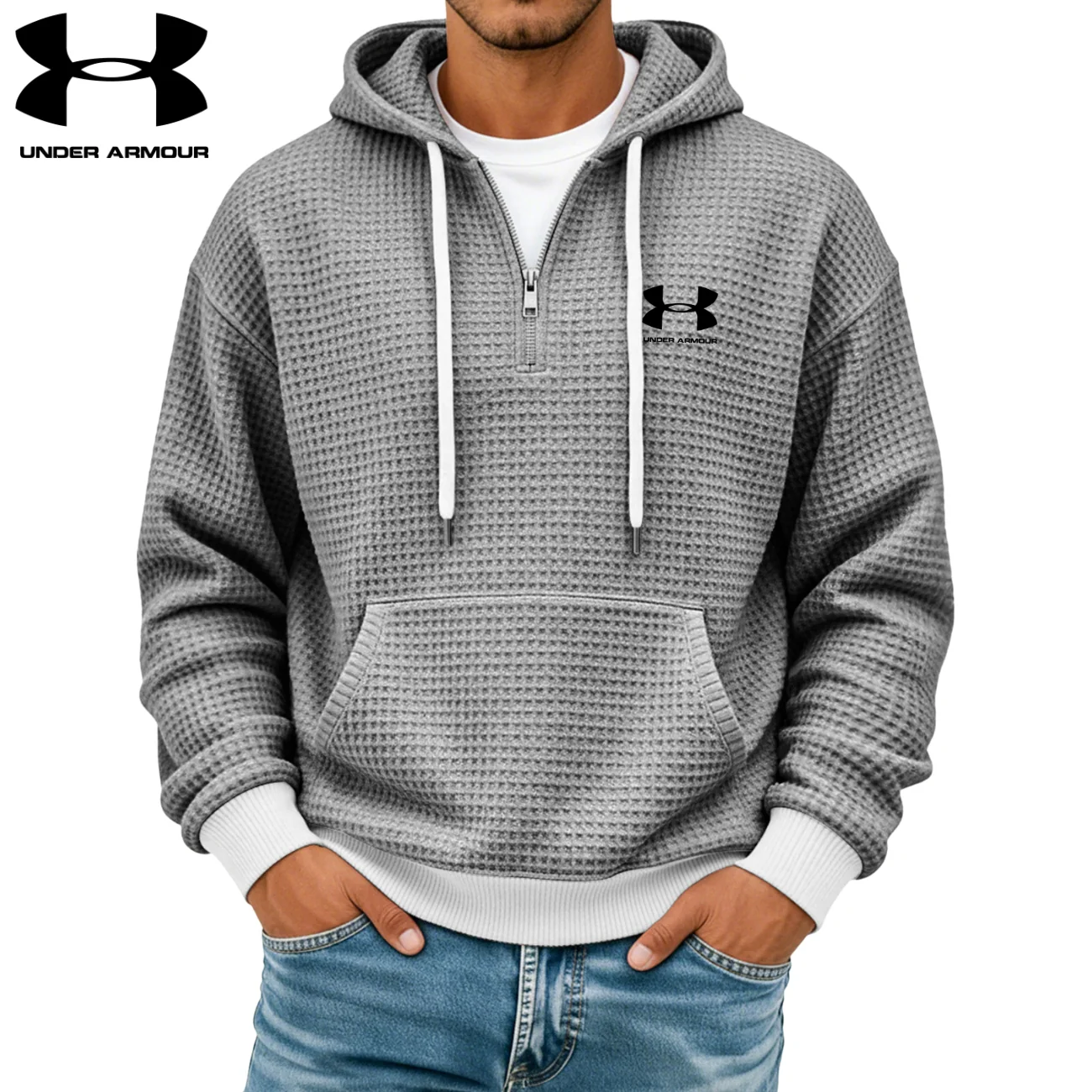 Textured Half-Zip Hoodie || CLEARANCE SALE - Image 4