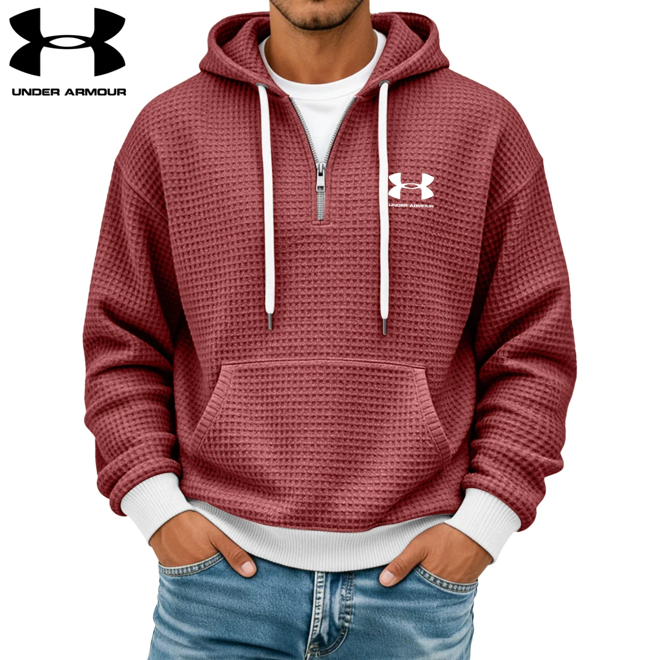 Textured Half-Zip Hoodie || CLEARANCE SALE - Image 9