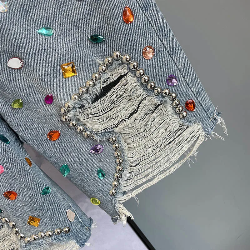 Van Loren Diamond Denim Shorts - Image 6