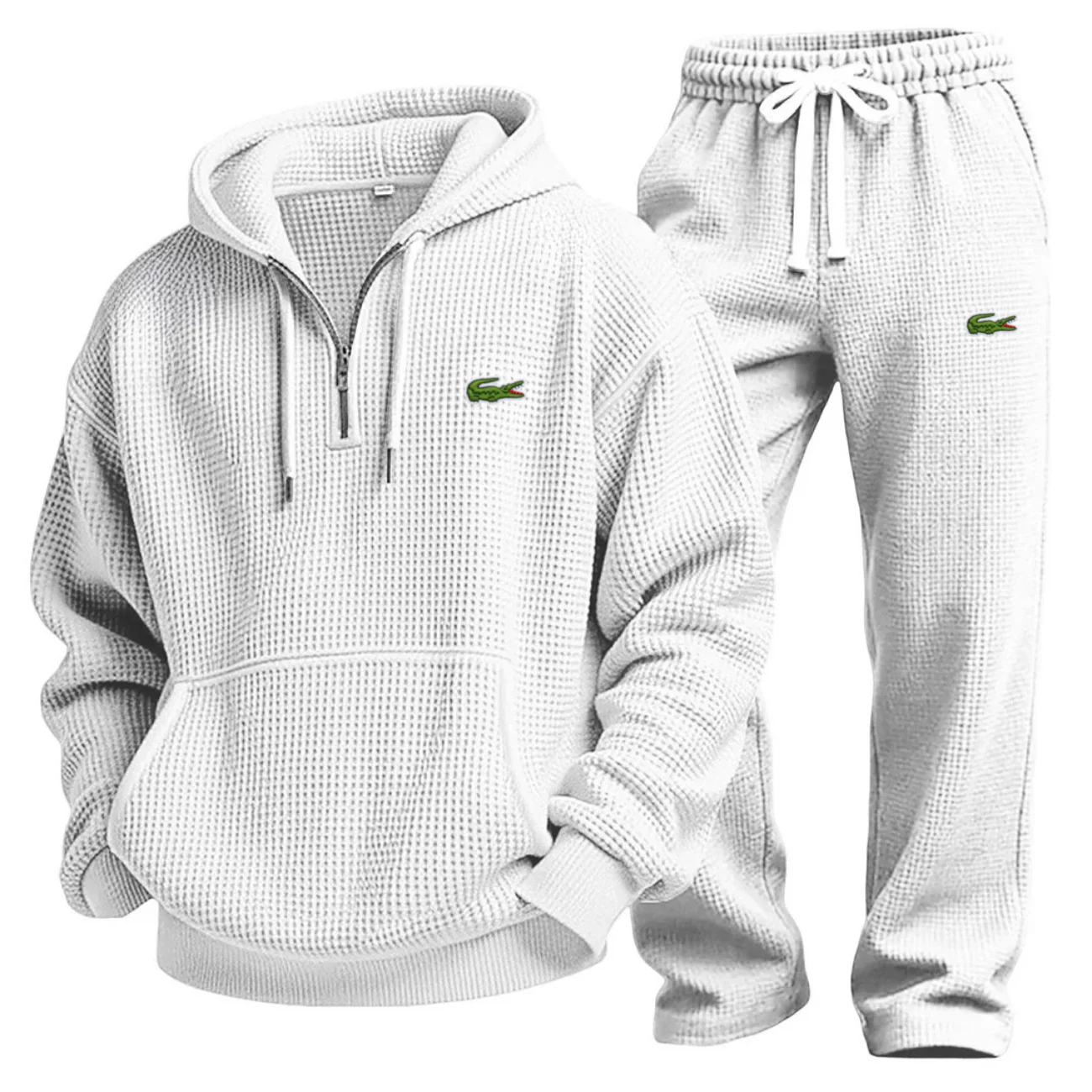 Waffle-Knit Performance Hoodie Jogger Set - Image 2