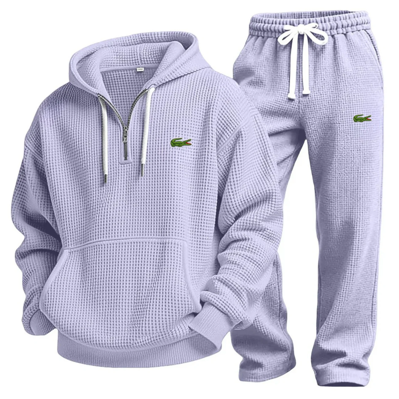 Waffle-Knit Performance Hoodie Jogger Set - Image 8