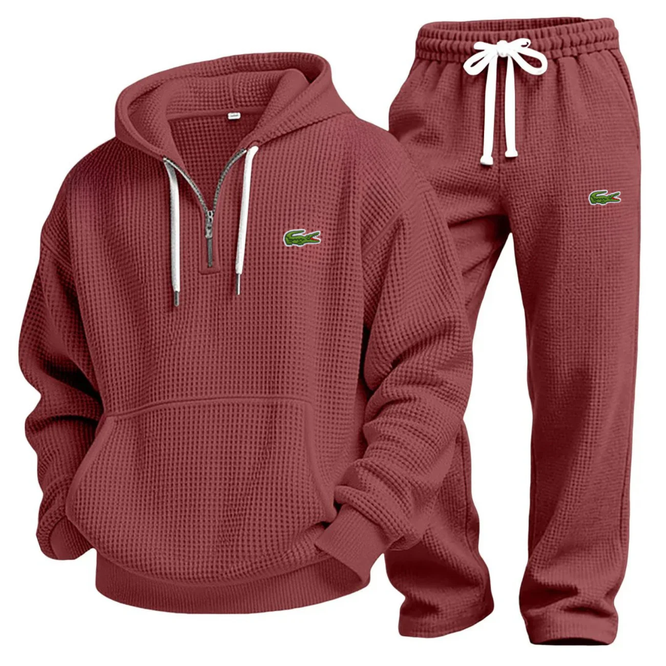Waffle-Knit Performance Hoodie Jogger Set - Image 9
