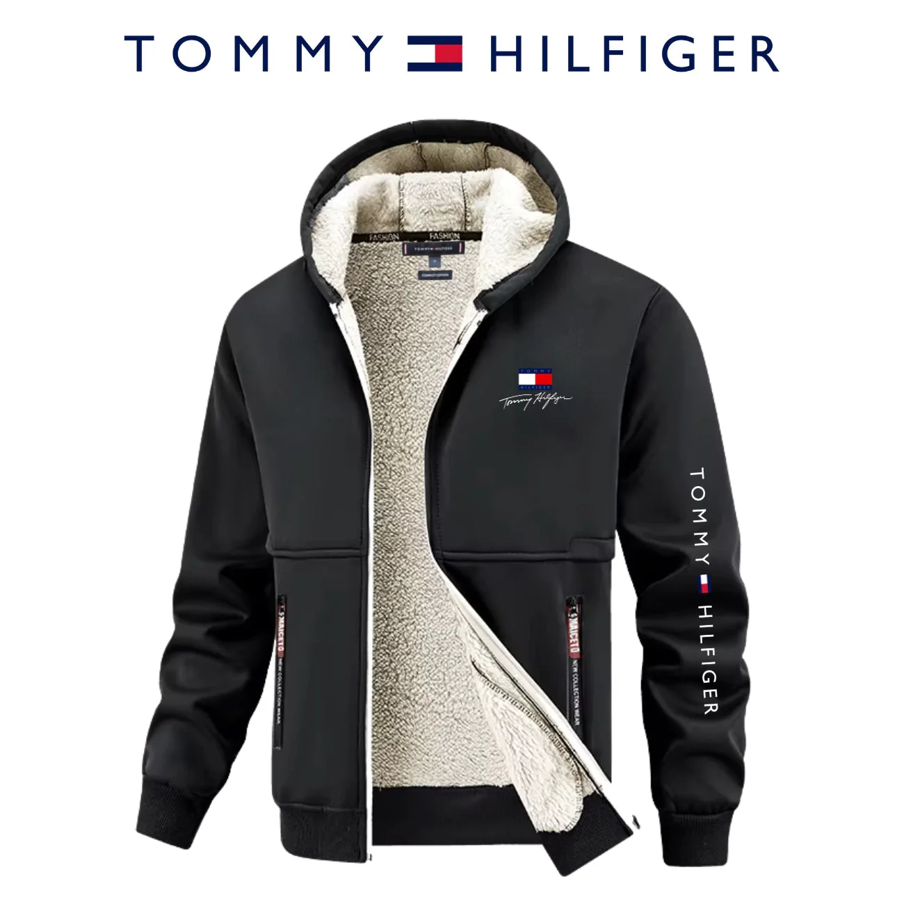Warm Hooded Zip Jacket || Clearance Sale