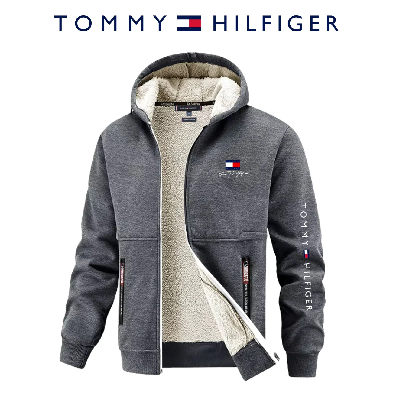 Warm Hooded Zip Jacket || Clearance Sale - Image 3