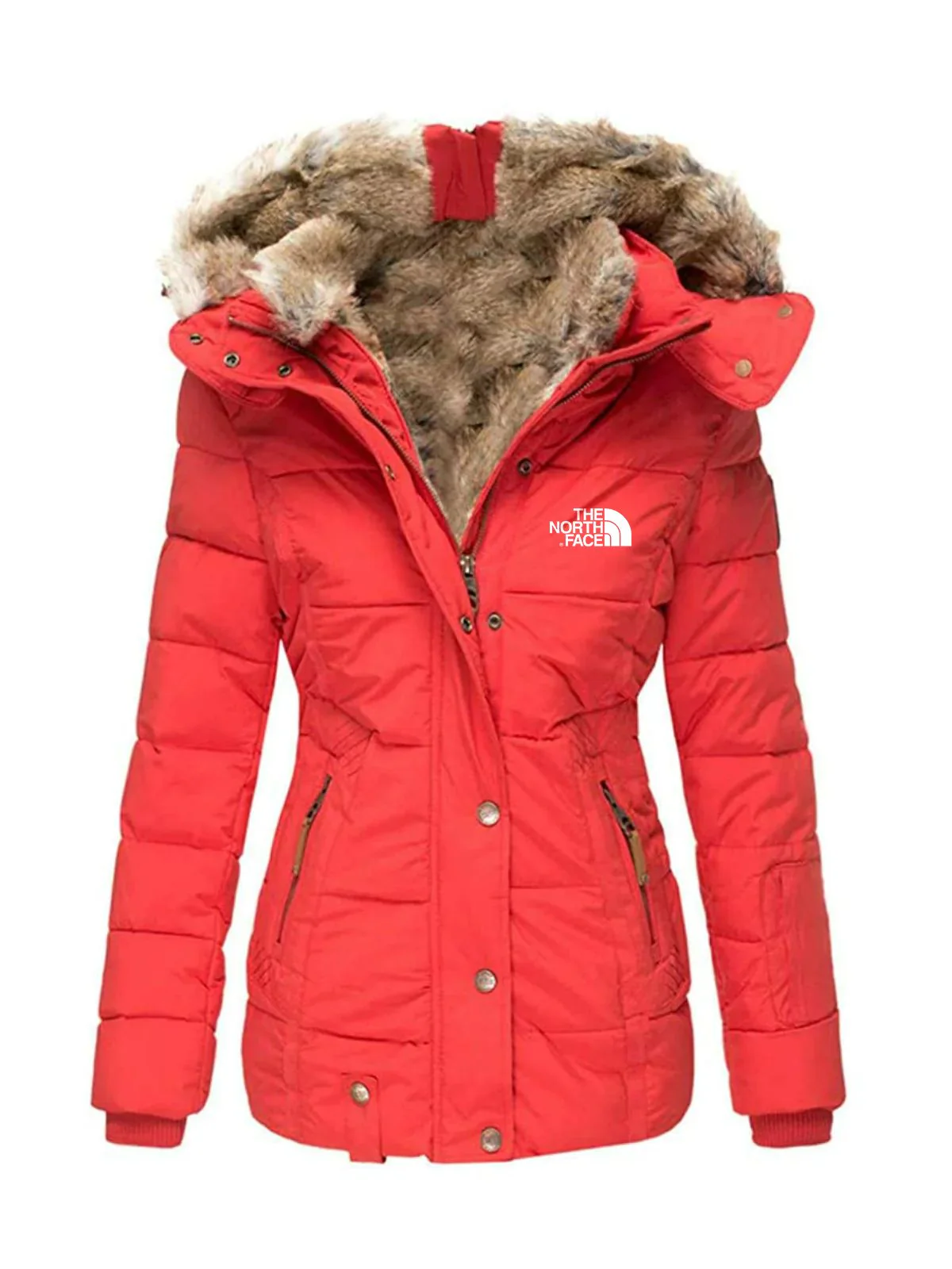 Women's Faux Fur Lined Winter Jacket - Clearance Sale - Image 3